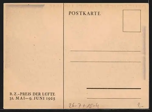 Künstler-AK Ludwig Hohlwein: Deutscher Rundflug 1925, B.Z.-Preis der Lüfte, Mann mit Flügel