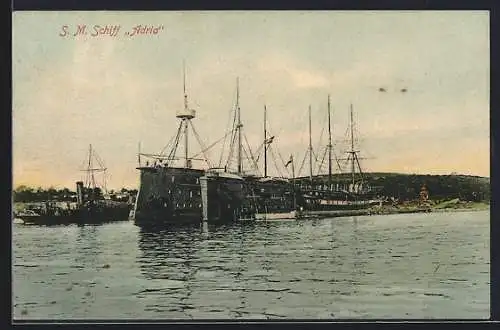 AK Kriegsschiff S. M. S. Adria vor der Küste