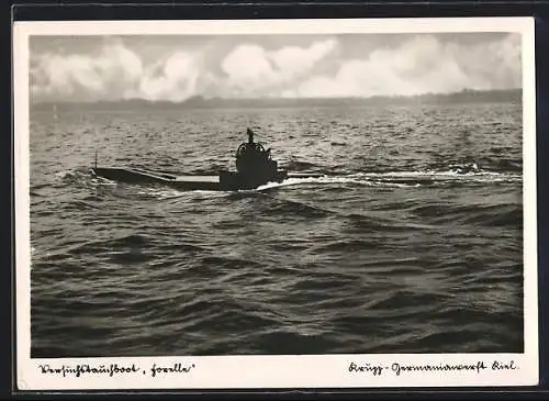 AK Versuchstauchboot Forelle, Krupp-Germaniawerft Kiel, Baujahr 1902