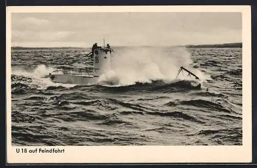 AK U-Boot U18 der KM auf Feindfahrt