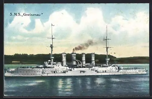 AK Kriegsschiff S. M. S. Gneisenau in Fahrt, Ostasiengeschwader