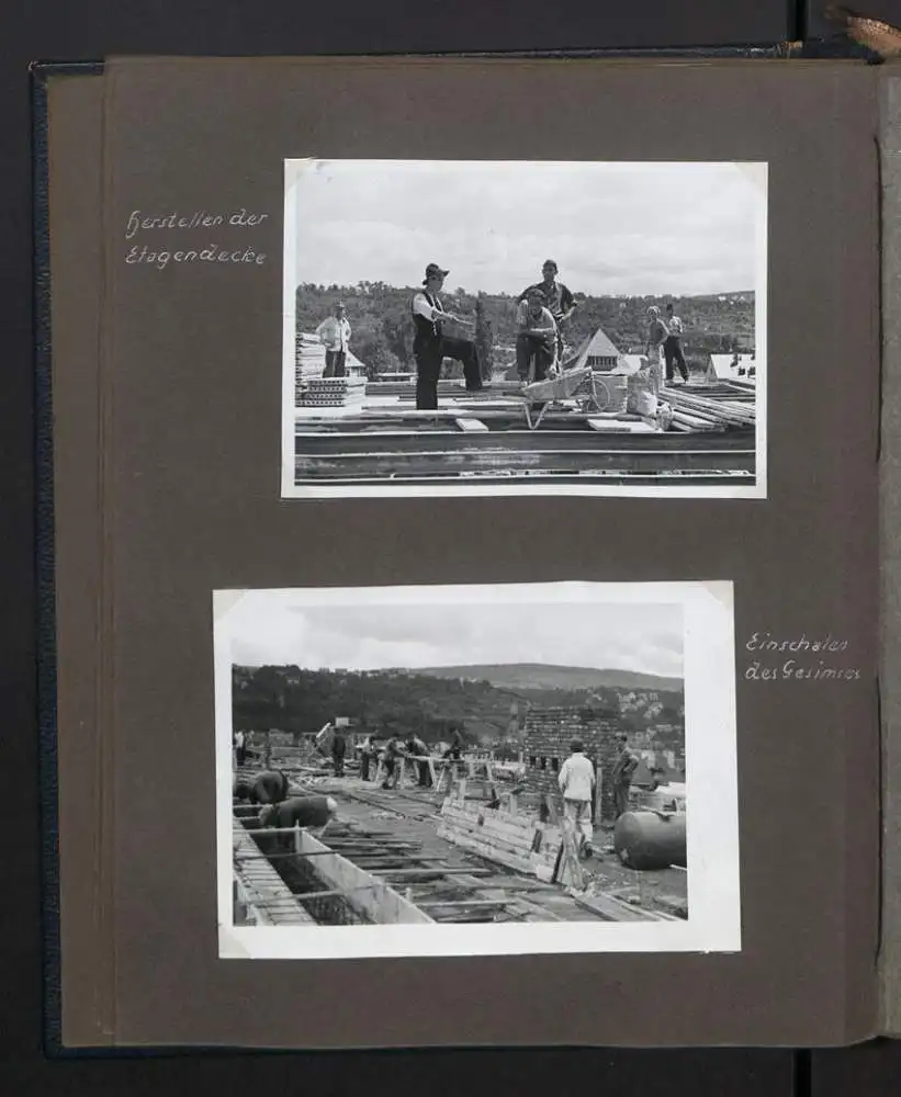 Fotoalbum mit 72 Fotografien, Ansicht Koblenz, Bau des Ledigenheim für das Alliierte Sicherheitsamt 1950, Bault. Sälzer 10