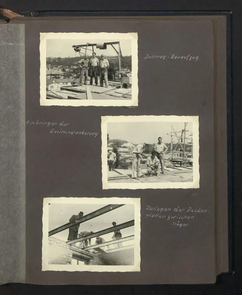 Fotoalbum mit 72 Fotografien, Ansicht Koblenz, Bau des Ledigenheim für das Alliierte Sicherheitsamt 1950, Bault. Sälzer 13