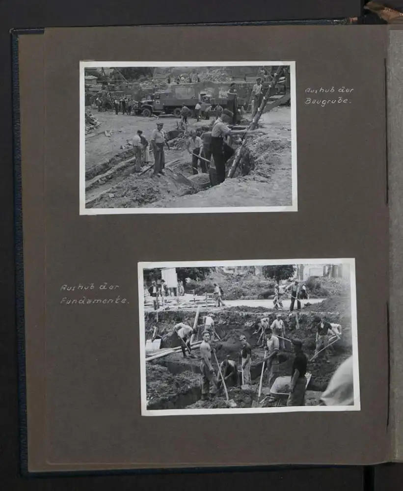 Fotoalbum mit 72 Fotografien, Ansicht Koblenz, Bau des Ledigenheim für das Alliierte Sicherheitsamt 1950, Bault. Sälzer 2