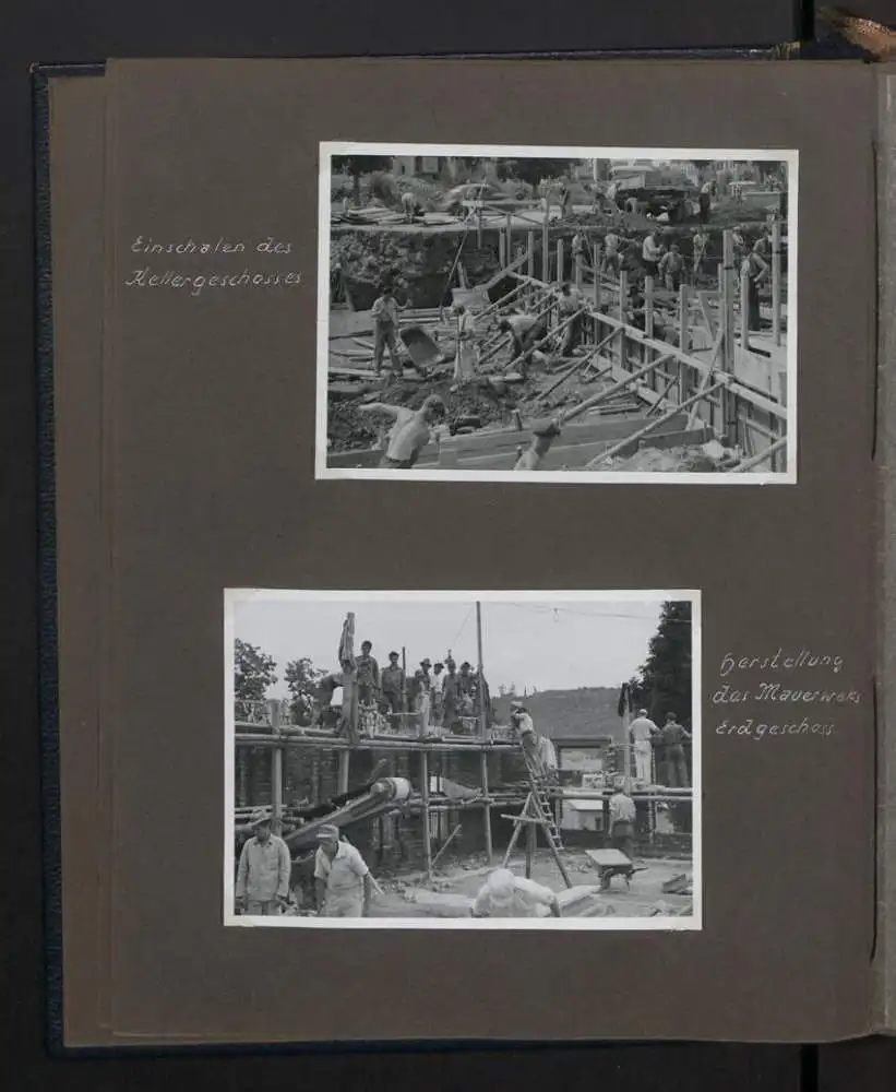 Fotoalbum mit 72 Fotografien, Ansicht Koblenz, Bau des Ledigenheim für das Alliierte Sicherheitsamt 1950, Bault. Sälzer 6
