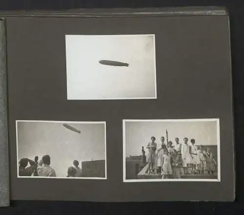 Fotoalbum mit 70 Fotografien, LZ 127 Graf Zeppelin in Berlin Tempelhof 1931, Trauerzug für Franz Lenk & Paul Anlauf