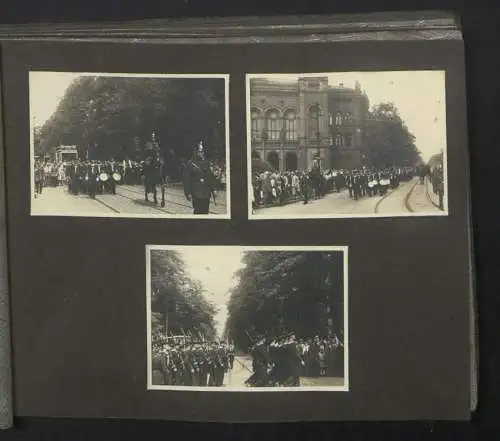 Fotoalbum mit 70 Fotografien, LZ 127 Graf Zeppelin in Berlin Tempelhof 1931, Trauerzug für Franz Lenk & Paul Anlauf