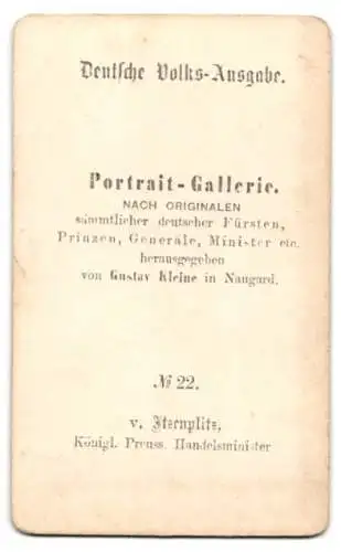 Fotografie Gustav Klein, Naugard, Heinrich Friedrich von Itzenplitz, preuss. Staatsminister, kgl. preuss. Handelminister