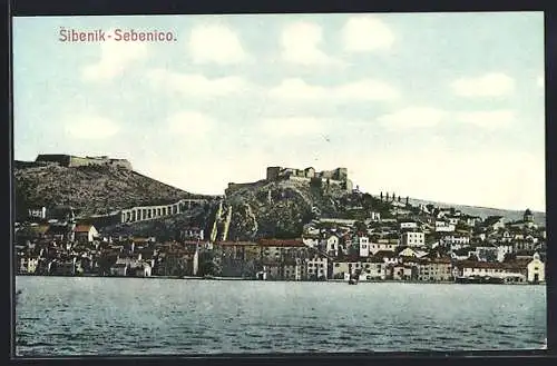 AK Sibenik-Sebenico, Ortsansicht vom Ufer aus