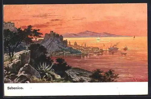 Künstler-AK Sebenico, Panorama