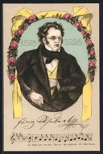 AK Franz Schubert 1828 - 1928, Am Brunnen vor dem Thore...