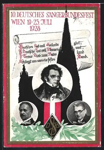 AK Wien, 10. Deutsches Sängerbundesfest 1928, Deutsches Lied voll Freiheitsglut...