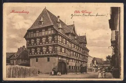 AK Braunschweig, Alte Waage mit Strasse