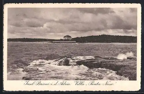 AK Brioni i. d. Adria, Villa Punta Naso aus der Ferne