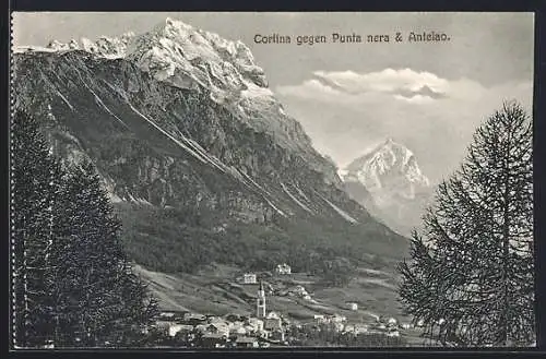 AK Cortina, Ortsansicht gegen Punta nera & Antelao