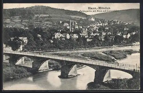 AK Hann.-Münden, Fuldapartie mit Blick auf Cattenbühl
