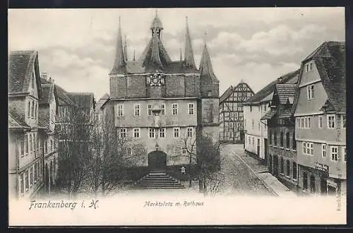 AK Frankenberg i.H., Marktplatz mit Rathaus