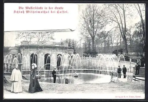 AK Calden, Die Wasserkünste in der Grotte, Schloss Wilhelmsthal