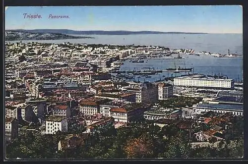 AK Trieste, Panorama, Hafen, Schiffe