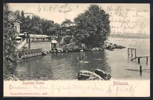 AK Abbazia, Uferpartie mit Angiolina Seebad