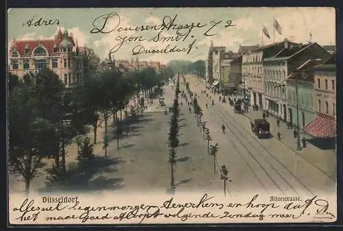 AK Düsseldorf, Alleestrasse mit Strassenbahn