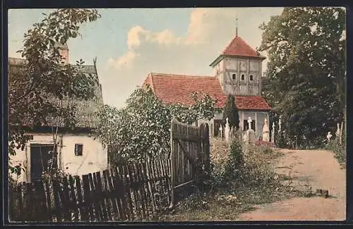 AK Ferch, An der Kirche mit Friedhof