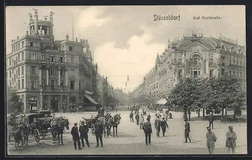 AK Düsseldorf, Graf Adolf Strasse mit Hotel Hansa