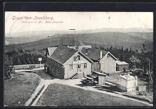 AK Inselsberg, Gasthof Preussischer Hof mit eigenem Aussichtsturm