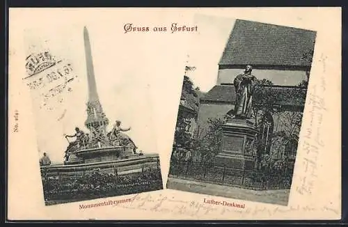 AK Erfurt, Monumentalbrunnen und Luther-Denkmal