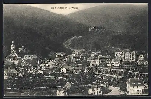 AK Bad Sooden a. Werra, Ortsansicht mit Bergblick