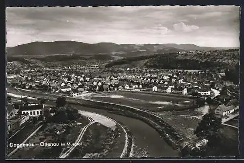 AK Gaggenau-Ottenau /Murgtal, Gesamtansicht mit Murg aus der Vogelschau