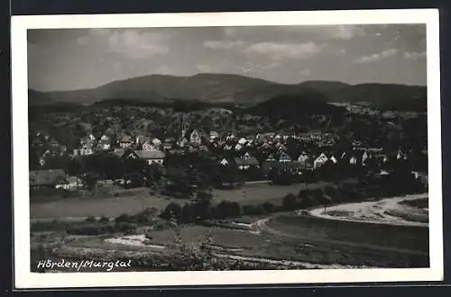 AK Hörden /Murgtal, Totalansicht mit Murg und Bergpanorama