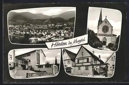 AK Hörden /Murgtal, Kastsches Haus, Schule, Ortsansicht