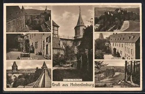 AK Hohenlimburg, Schlosshof, Brunnen u. Erker, Galerie, Schloss