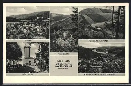 AK Bilstein /Sauerland, Hohe Bracht, Veischedetal mit Freibad, Ortsansicht