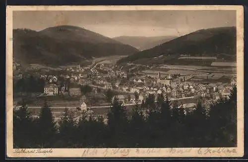 AK Laasphe, Gesamtansicht mit Bergpanorama aus der Vogelschau