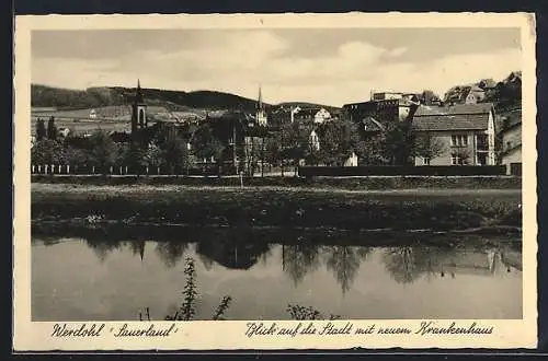 AK Werdohl /Sauerland, Stadtpanoprama mit neuem Krankenhaus