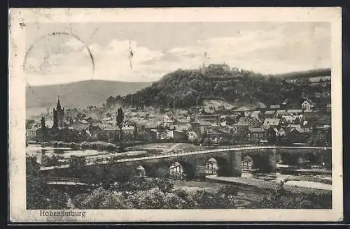 AK Hohenlimburg, Ortsansicht mit Brücke und Burg