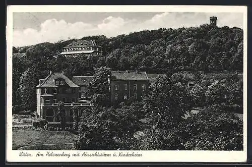 AK Witten, Am Helenenberg mit Aussichtsturm u. Kinderheim