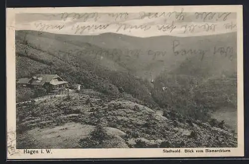 AK Hagen i. W., Stadtwald, Blick vom Bismarckturm