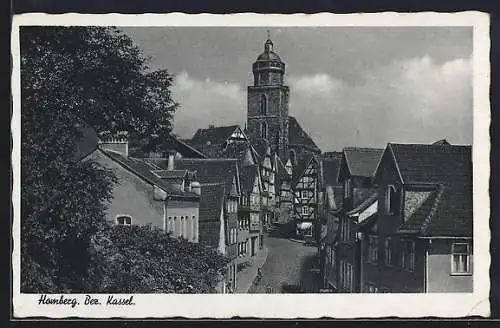 AK Homberg / Cassel, Strassenpartie mit Turm