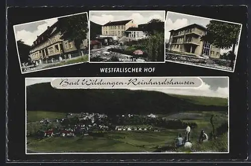 AK Bad Wildungen-Reinhardshausen, Gasthaus Westfälischer Hof, Altbau und Neubau