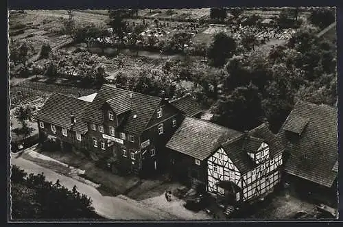 AK Cuxhaven, Gasthaus zur Hessischen Schweiz, Bes. Adam Butte-Dörnhagen, Ansicht aus der Vogelschau