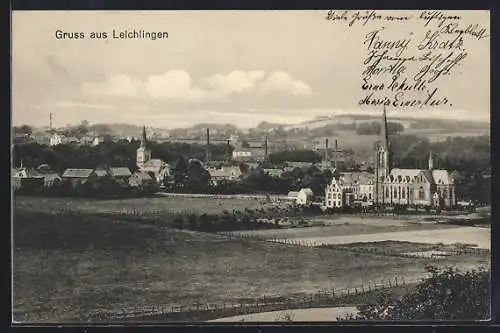 AK Leichlingen, Panorama mit Kirche