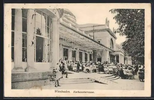 AK Wiesbaden, Sitze vom Gasthaus auf der Kurhausterrasse