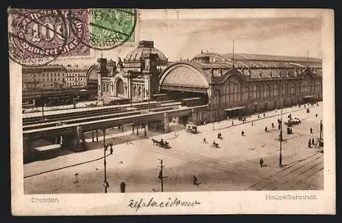 AK Dresden, Blick auf den Hauptbahnhof