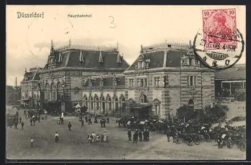 AK Düsseldorf, Belebte Szene am Hauptbahnhof