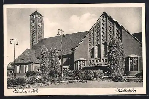 AK Oldenburg i. Oldbg., Partie am Hauptbahnhof