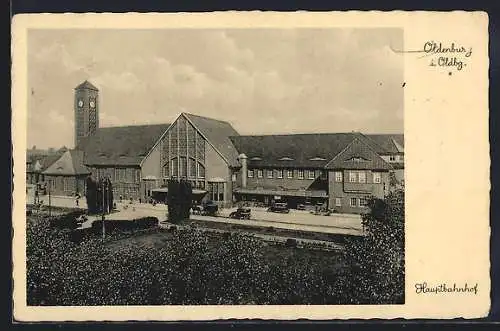 AK Oldenburg i. O., Gesamtansicht vom Bahnhofsgebäude