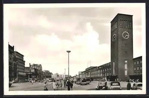 AK Düsseldorf, Hauptbahnhof und Wilhelmplatz